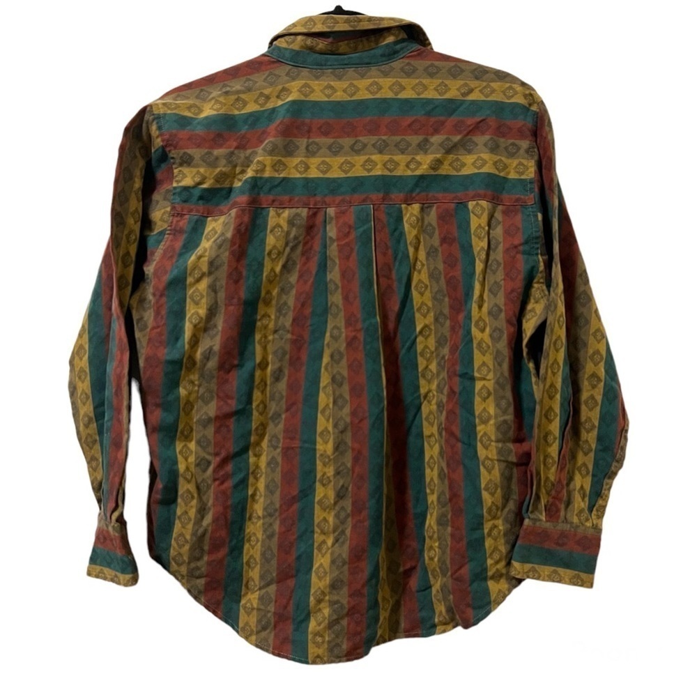 Vintage Autograph Patterned Striped Button Down S… - image 2
